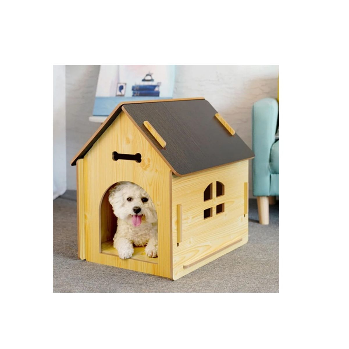 GENERICO - Casa de Melamina Facil Armado Perros Talla XL 755577cm