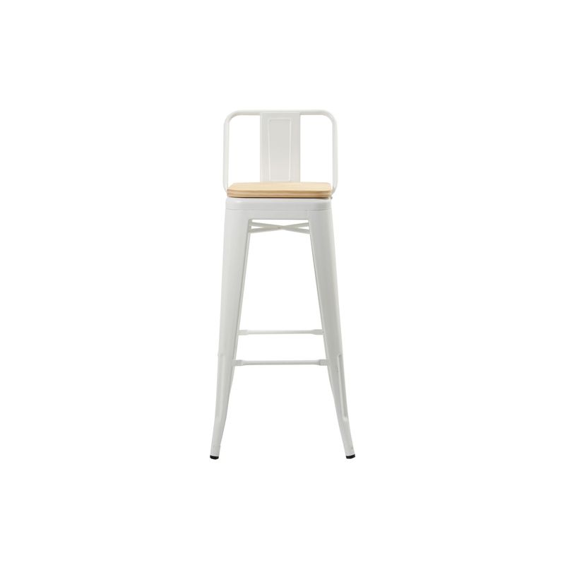 DE PIES A CABEZA - Piso Tolix Respaldo Bajo Blanco Con Asiento Madera (66H) DE PIES A CABEZA