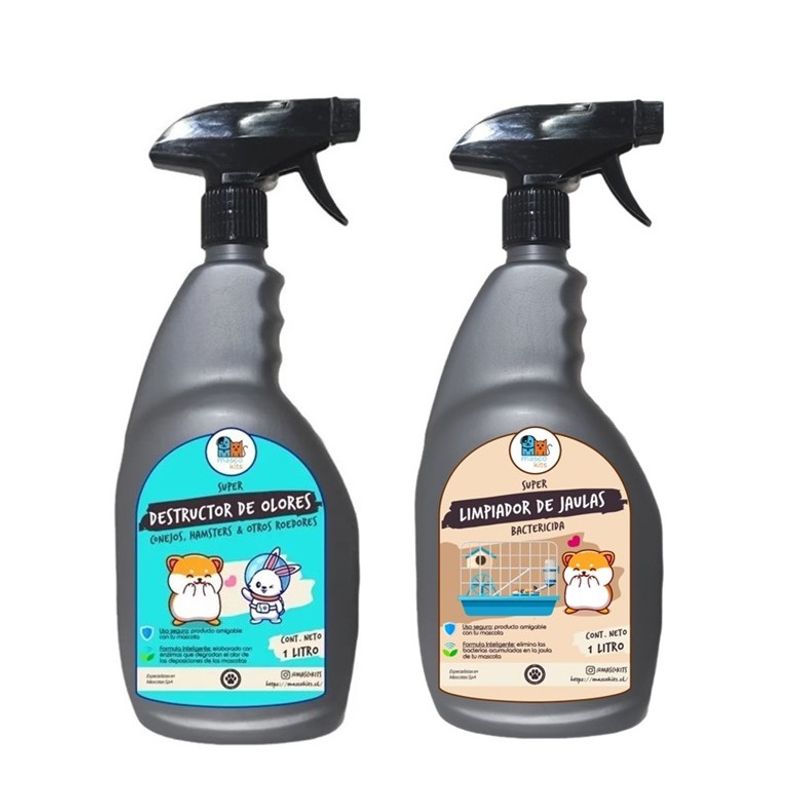 MASCOKITS - Kit Eliminador De Olores  Limpiador Hamster Cuy Conejo 1lt