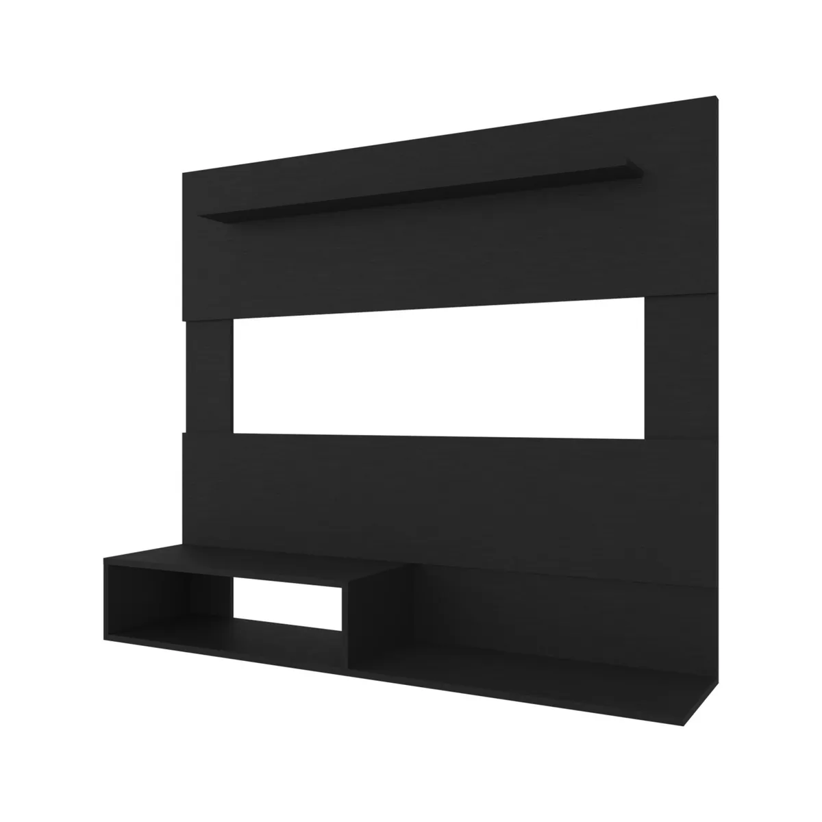 FMFURNITURE - Panel TV 55" con repisa - Negro 120x140x31.5 cm