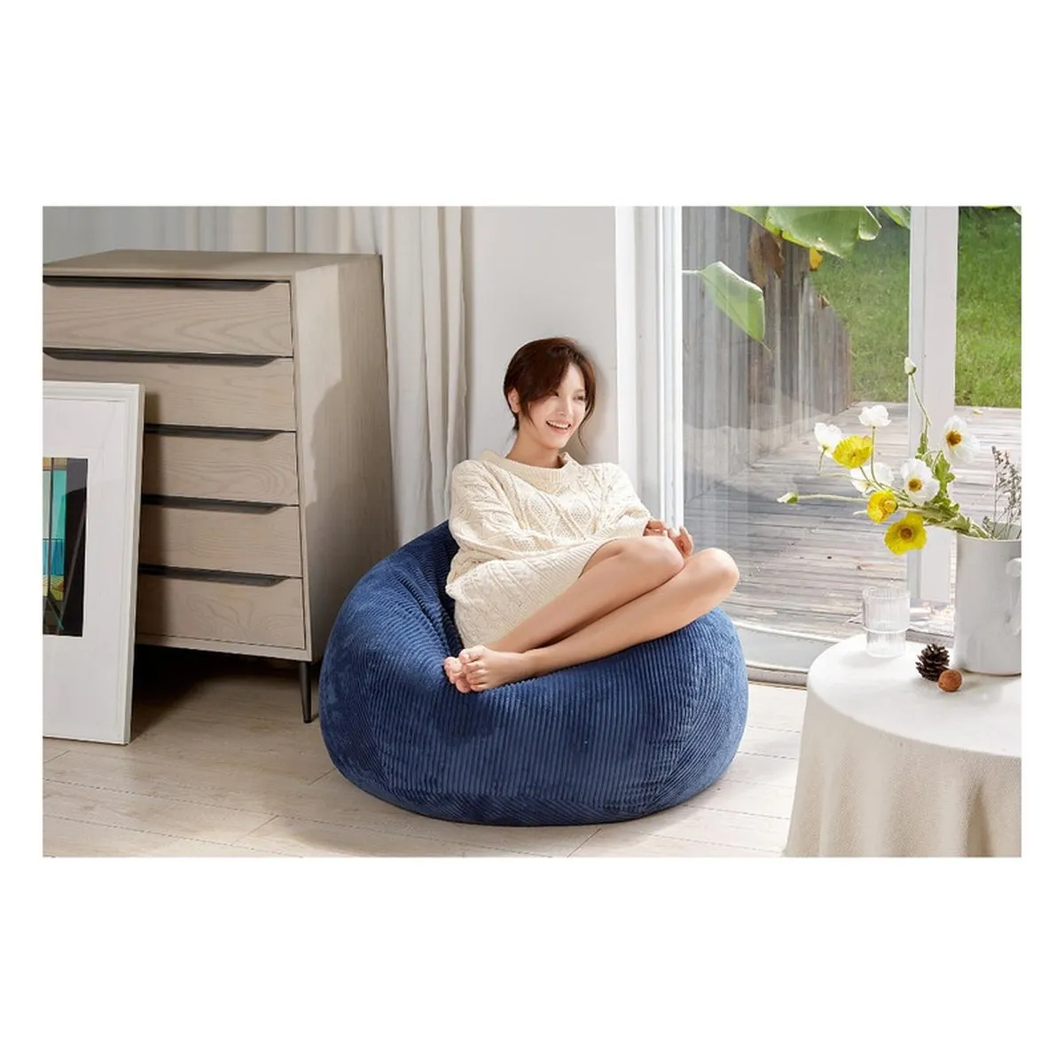 AUCKLAND OUTDOOR - Puff Pera Cotele 90X110 Cm Azul