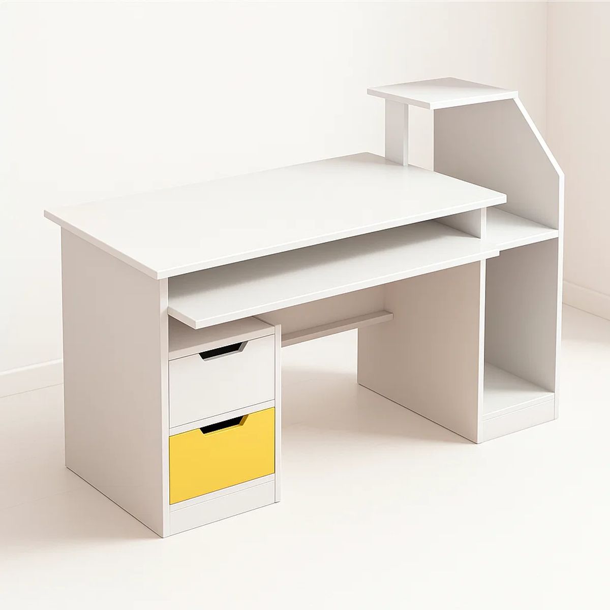 KLIK - Escritorio Con Cajones y Repisas Blanco Buenos Aires Oficina Moderno