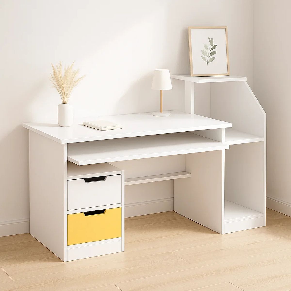 KLIK - Escritorio Con Cajones y Repisas Blanco Buenos Aires Oficina Moderno