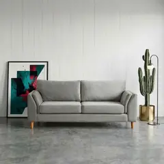LATAM HOME - Sofá Milan 3C Tela Felpa Gris Con Asiento de Resortes Pocket
