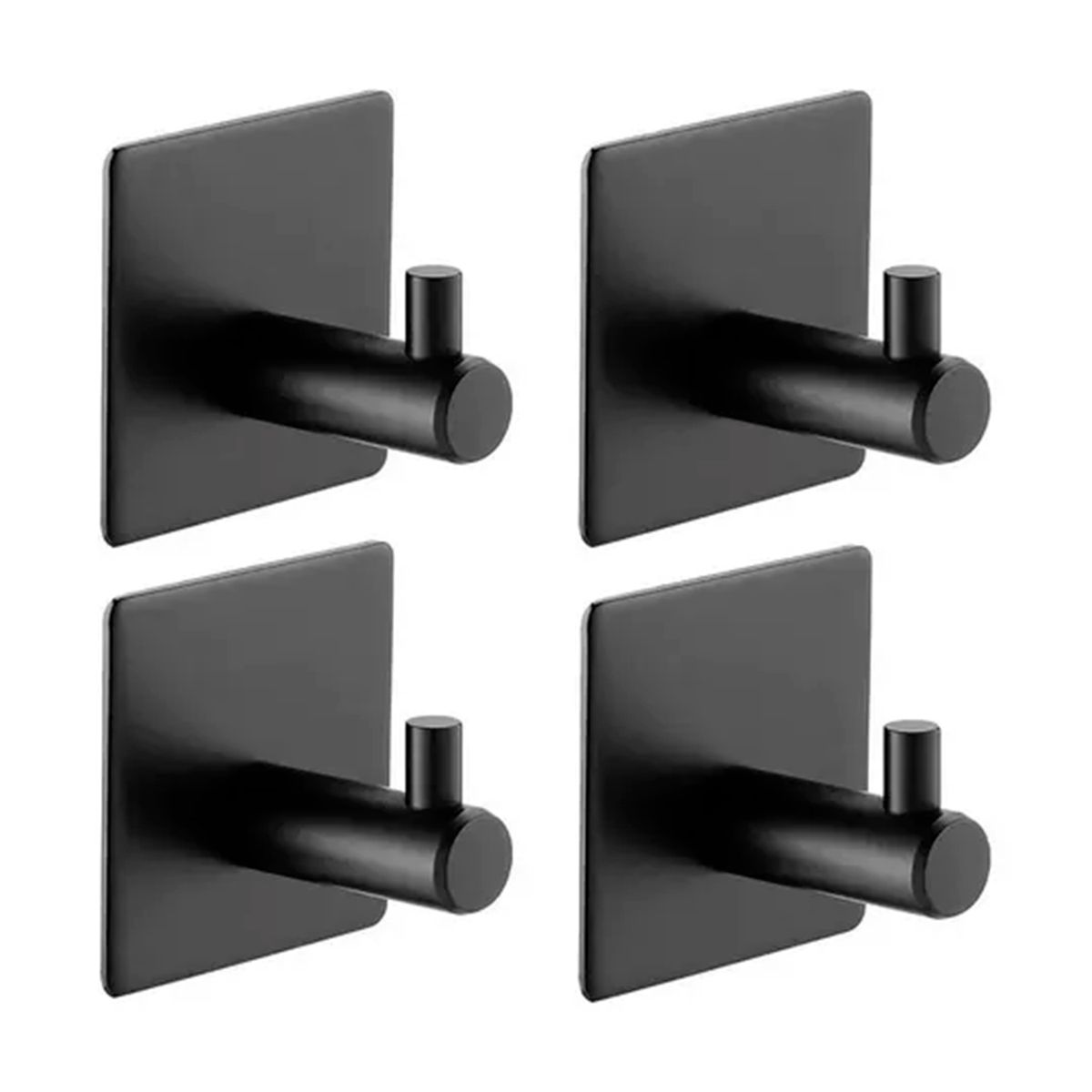 GENERICO - Pack 4 Ganchos Adhesivos De Acero Inoxidable Negro