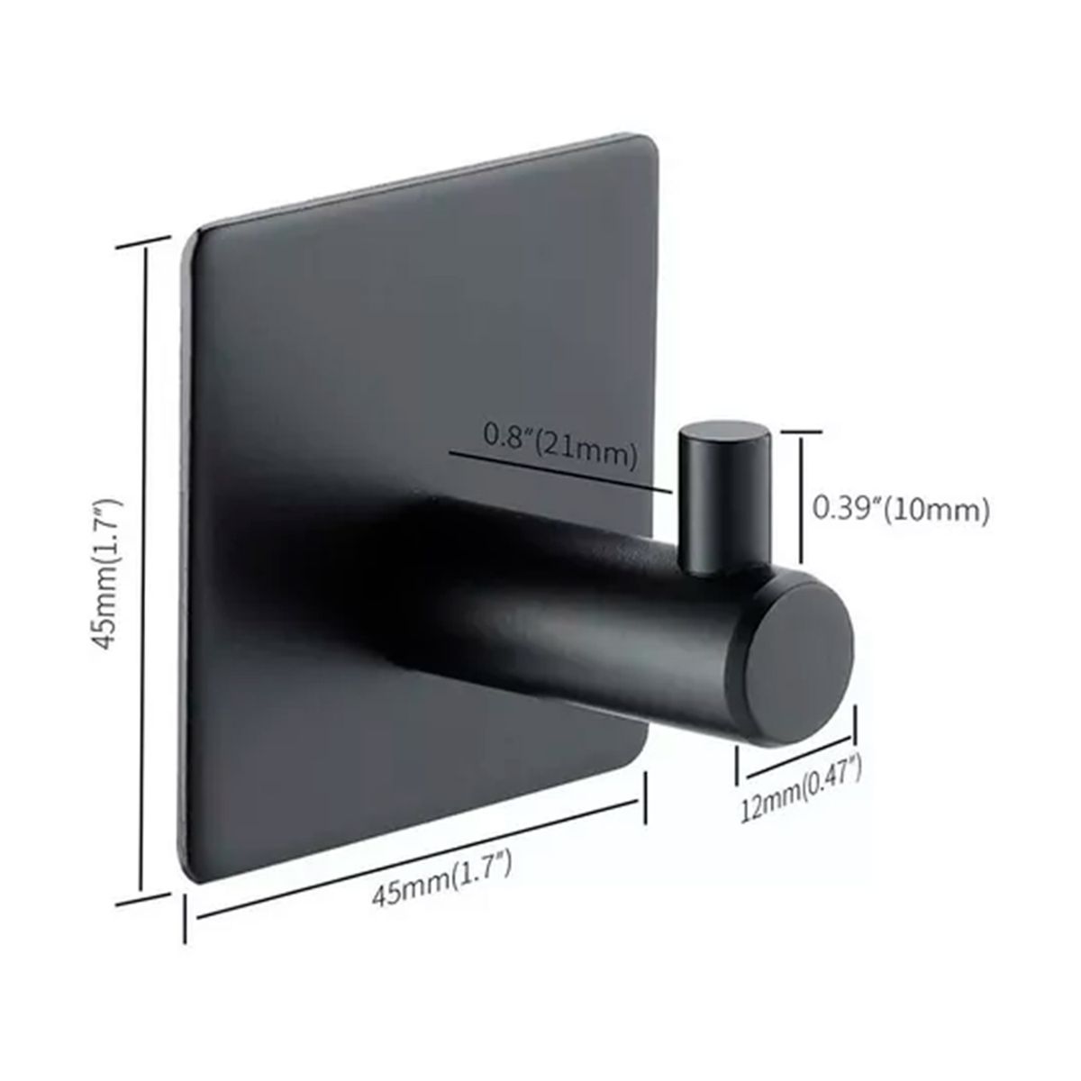 GENERICO - Pack 4 Ganchos Adhesivos De Acero Inoxidable Negro