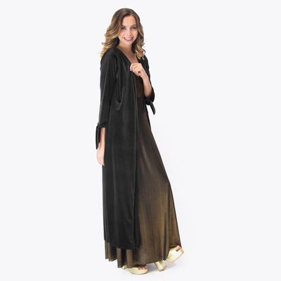 Imagen 2 del producto Tapado Kimono Largo Verona Negro Terciopelo - Negro