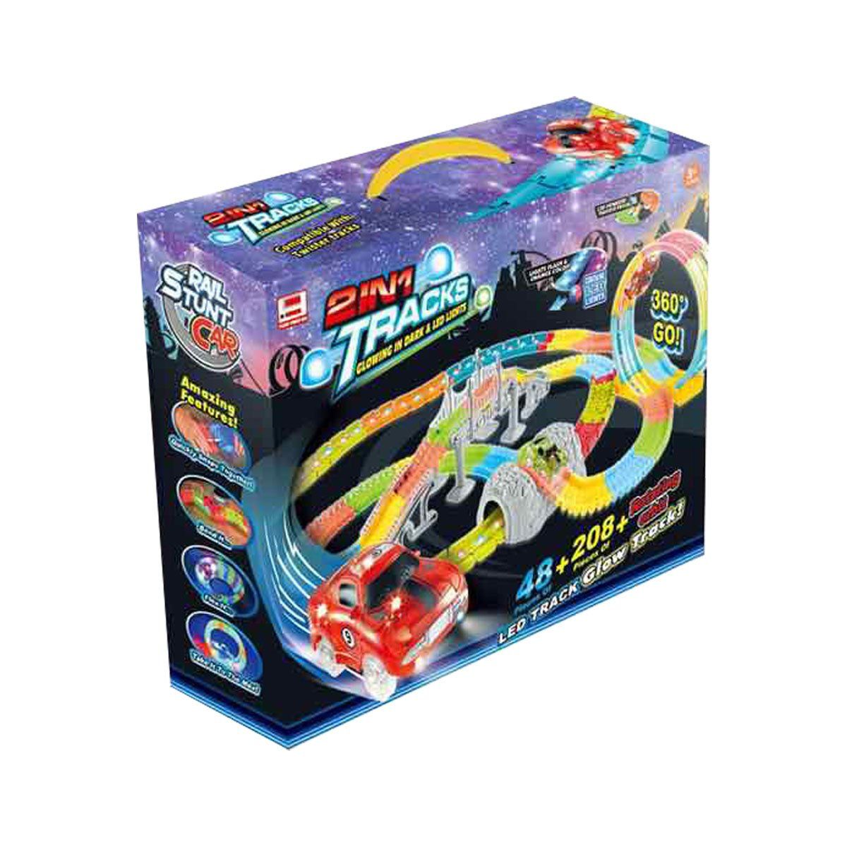 MAGNETICS - Pista Autos Armable Glow 268 Piezas