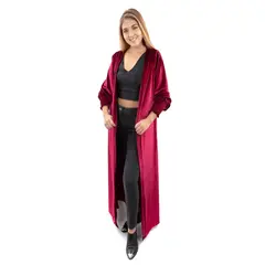 MARIA PASKARO - Tapado Kimono Santini Cherry Terciopelo - Burdeos