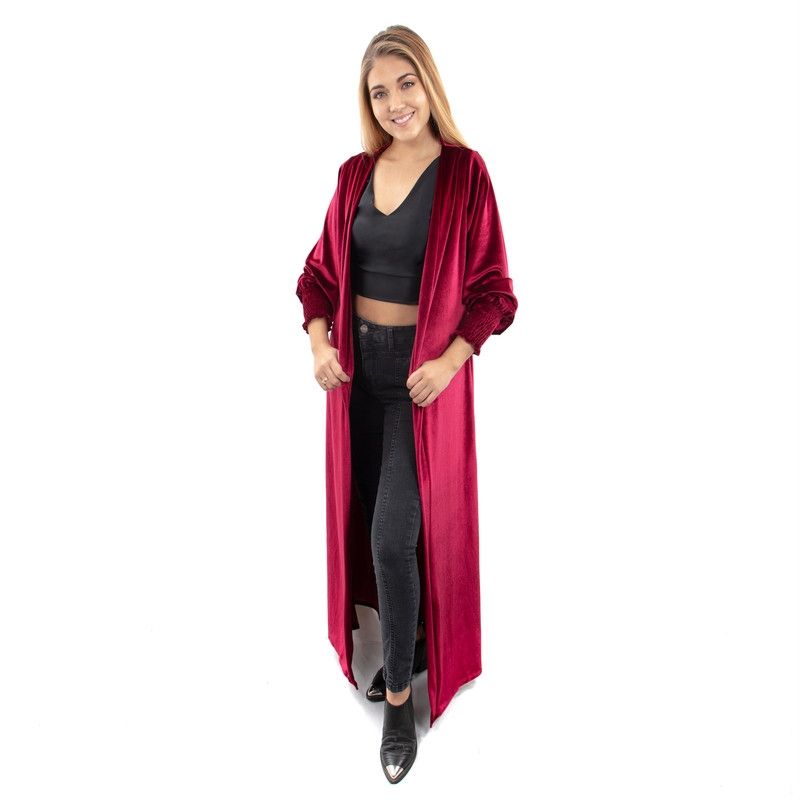 MARIA PASKARO - Tapado Kimono Santini Cherry Terciopelo Maria Paskaro - Burdeos