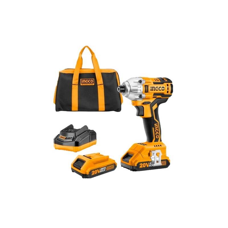 INGCO - ATORNILLADOR DE IMPACTO INDUSTRIAL + 2 BAT + 1 CARGADOR + ACC