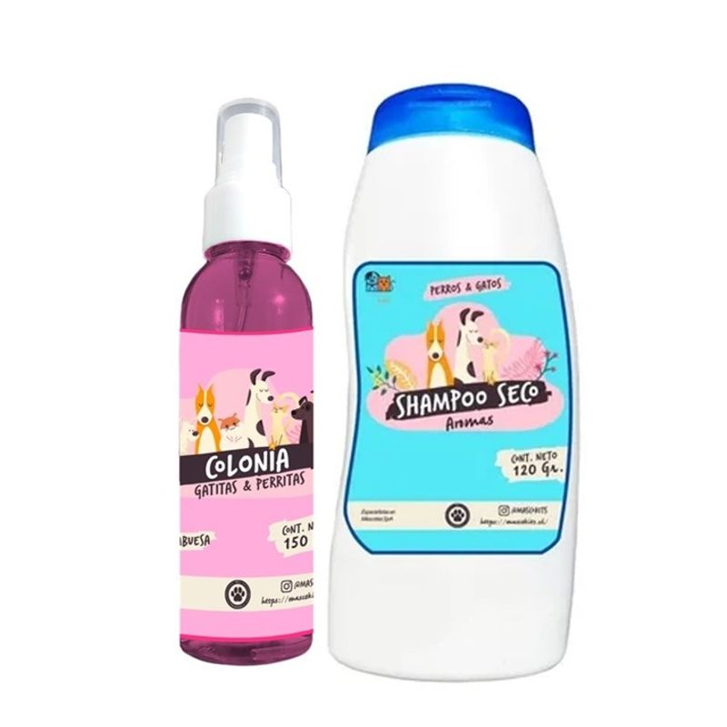 MASCOKITS - Kit Para Gato Shampoo Seco Colonia Frambuesa-Coco.