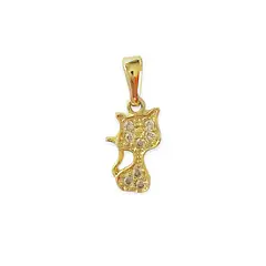 ANDREA COGGIOLA JOYAS - Colgante Gato Circón Blanco Mini Enchapado Oro 18K