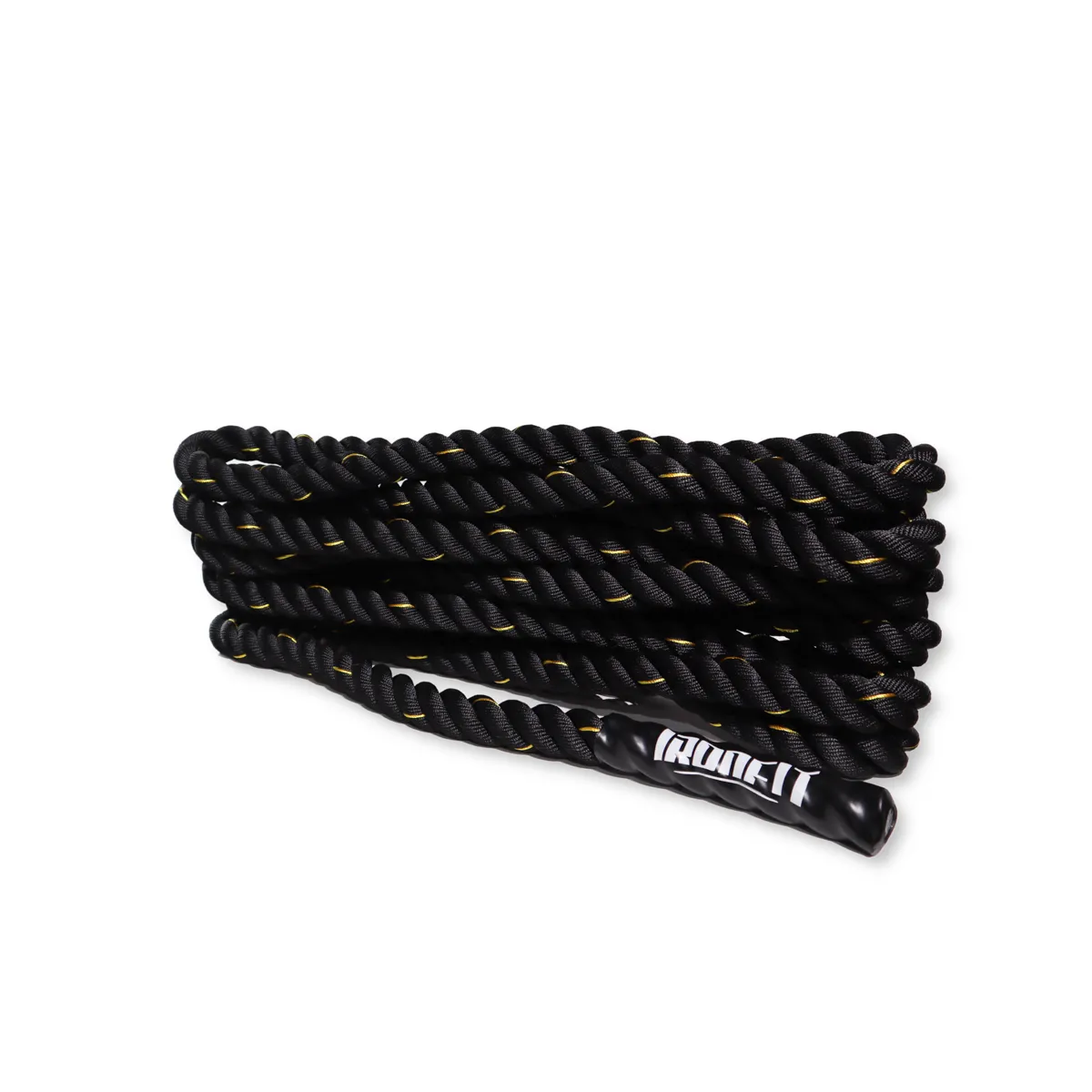 CITYSHOP - Cuerda Funcional Negra Crossfit con Mangos de Goma Antideslizante Polydacron 38 mm x 9 m