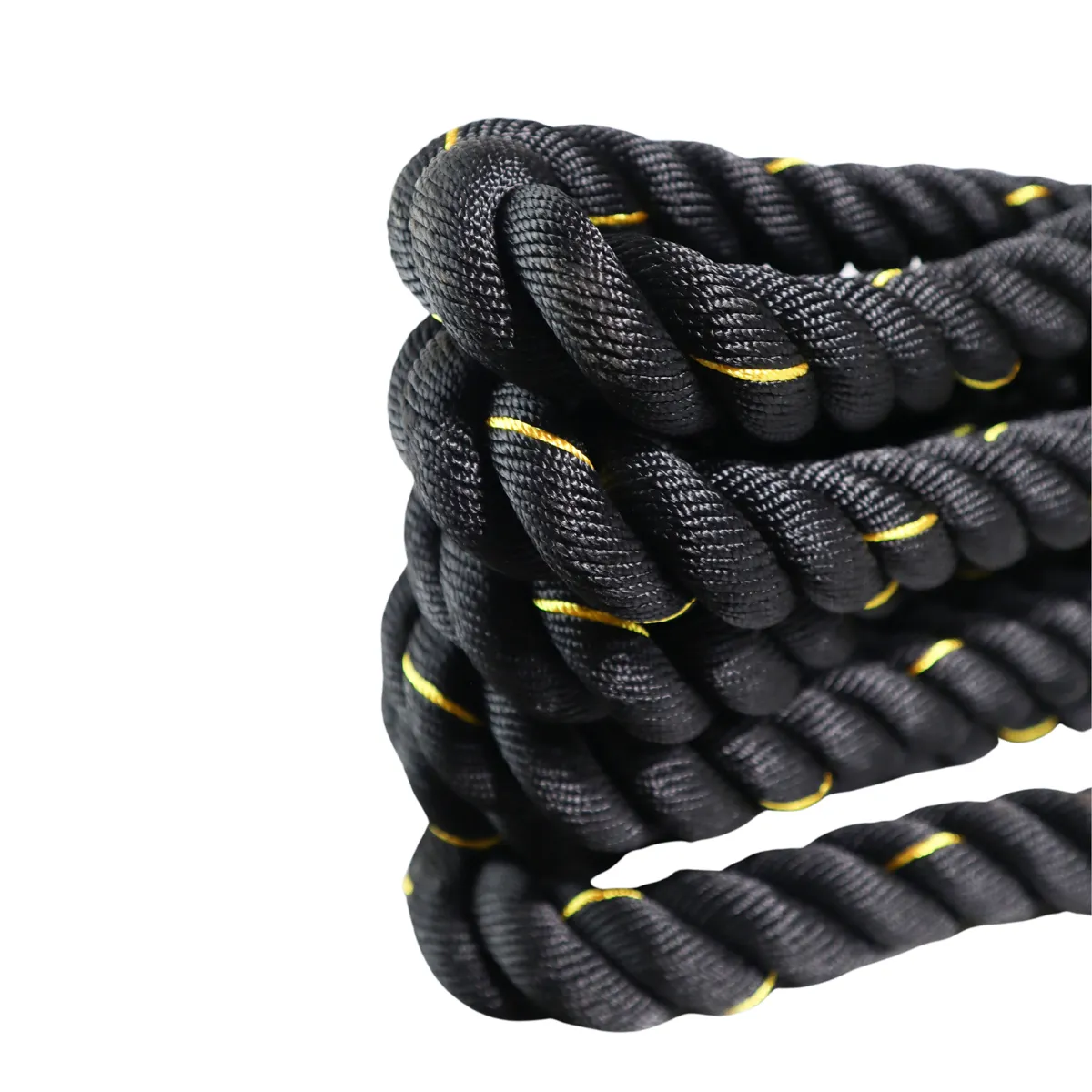 CITYSHOP - Cuerda Funcional Negra Crossfit con Mangos de Goma Antideslizante Polydacron 38 mm x 9 m