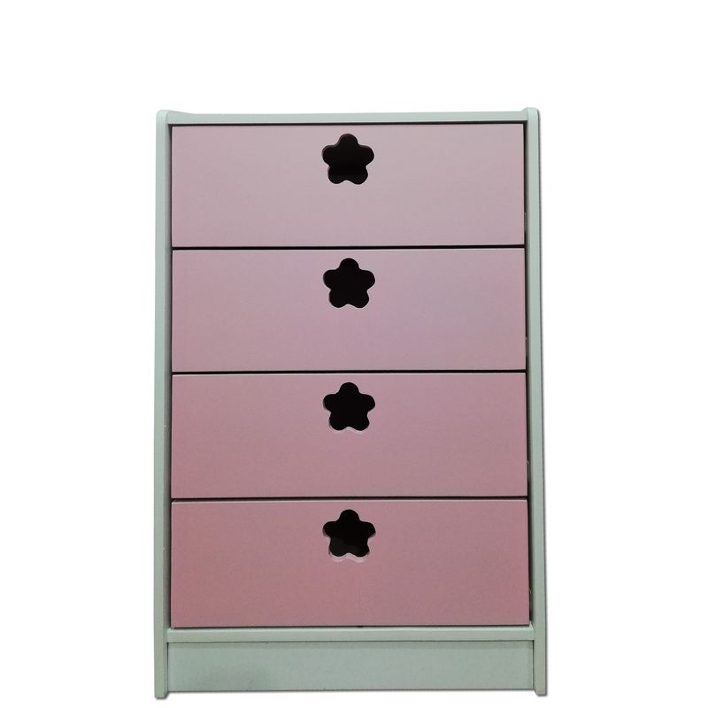 MUEBLES KIDS - Cajonera de 4 cajones rosada flor