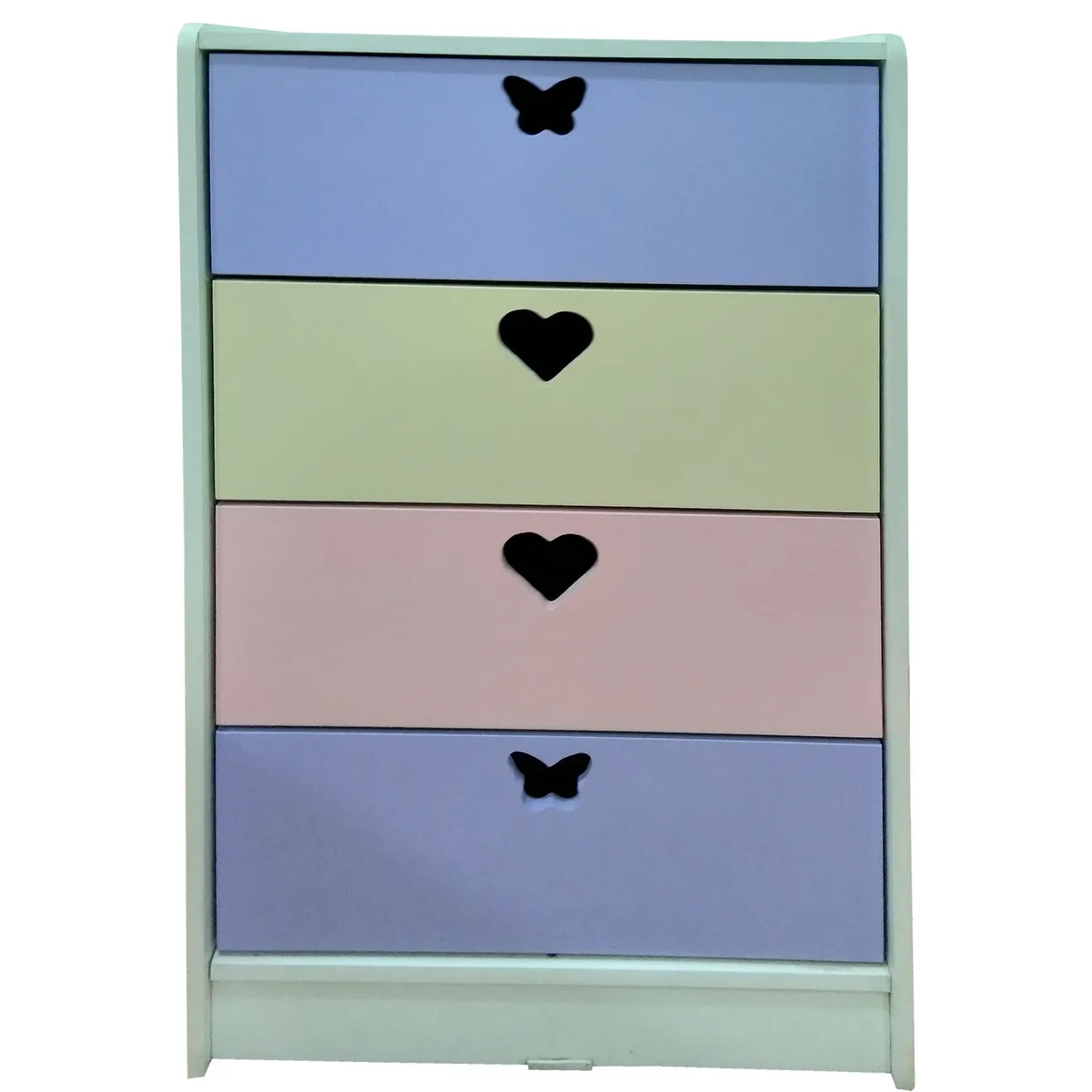 MUEBLES KIDS - Cajonera de 4 cajones crema lila rosada