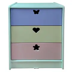 MUEBLES KIDS - Cajonera de 3 cajones crema lila rosada