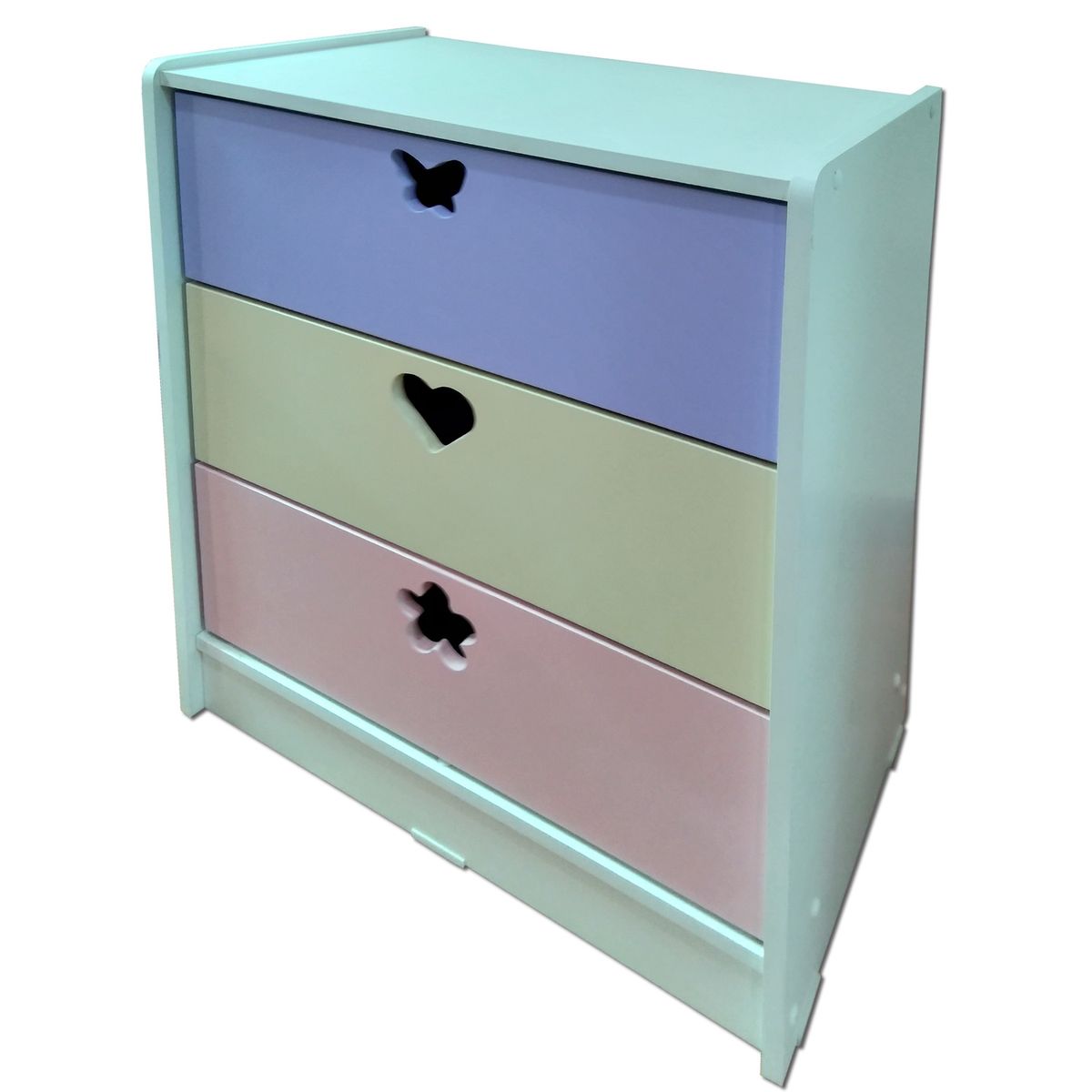 MUEBLES KIDS - Cajonera de 3 cajones crema lila rosada