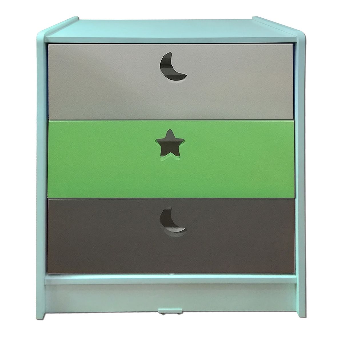 MUEBLES KIDS - Cajonera de 3 cajones verde gris