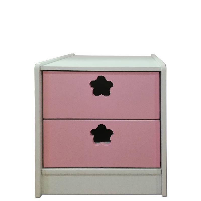 MUEBLES KIDS - Velador 2 cajones rosado flor