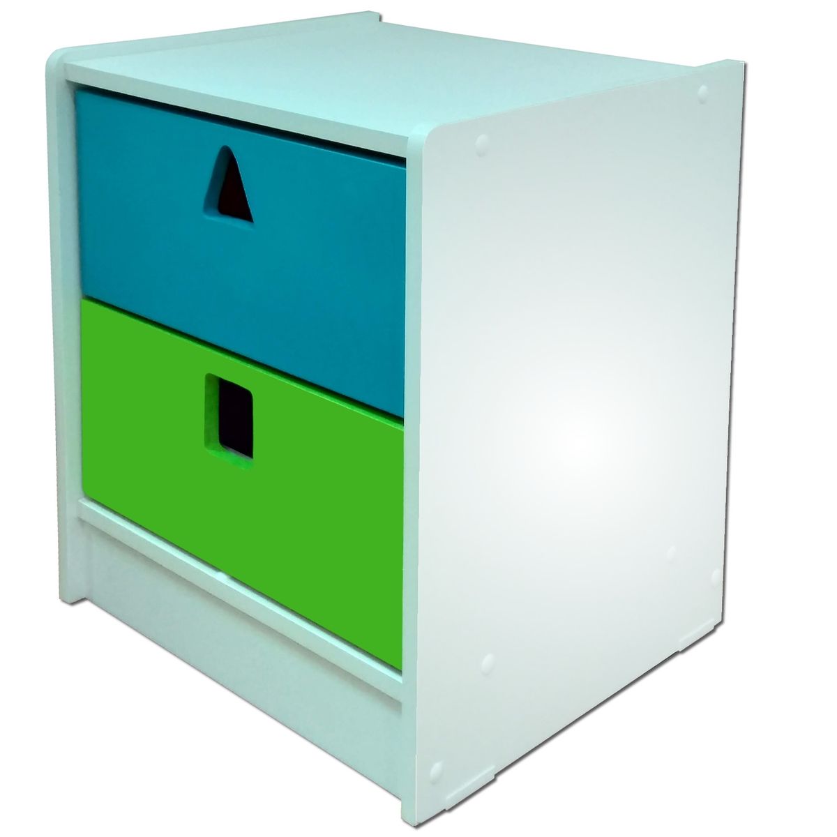 MUEBLES KIDS - velador 2 cajones blanco calipso verde pistacho