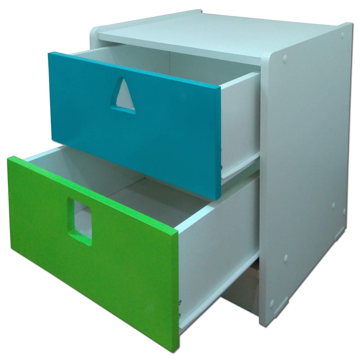 MUEBLES KIDS - velador 2 cajones blanco calipso verde pistacho