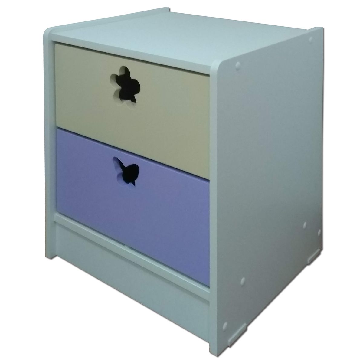 MUEBLES KIDS - velador 2 cajones crema lila