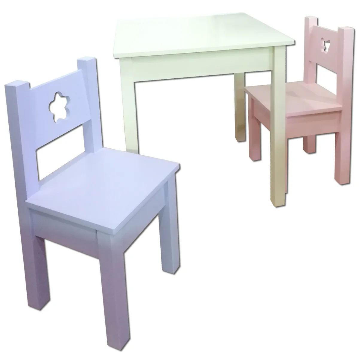 MUEBLES KIDS - mesa con sillas CREMA  LILA  ROSADA