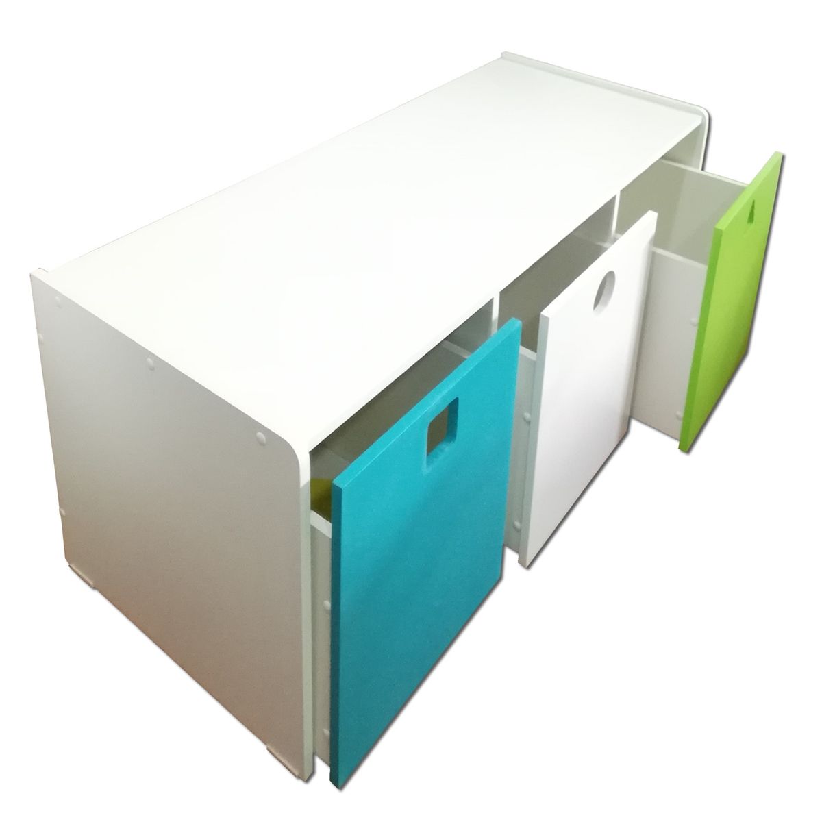 MUEBLES KIDS - Juguetera de 3 cajones blanco calipso verde pistacho