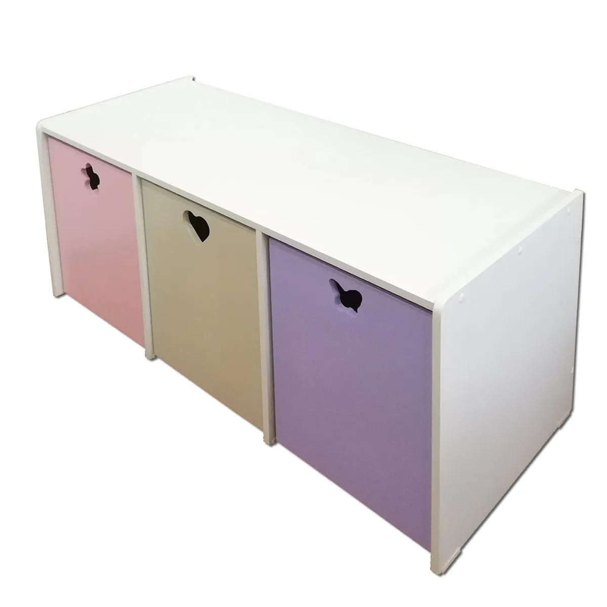 MUEBLES KIDS - Juguetera de 3 cajones crema lila rosada