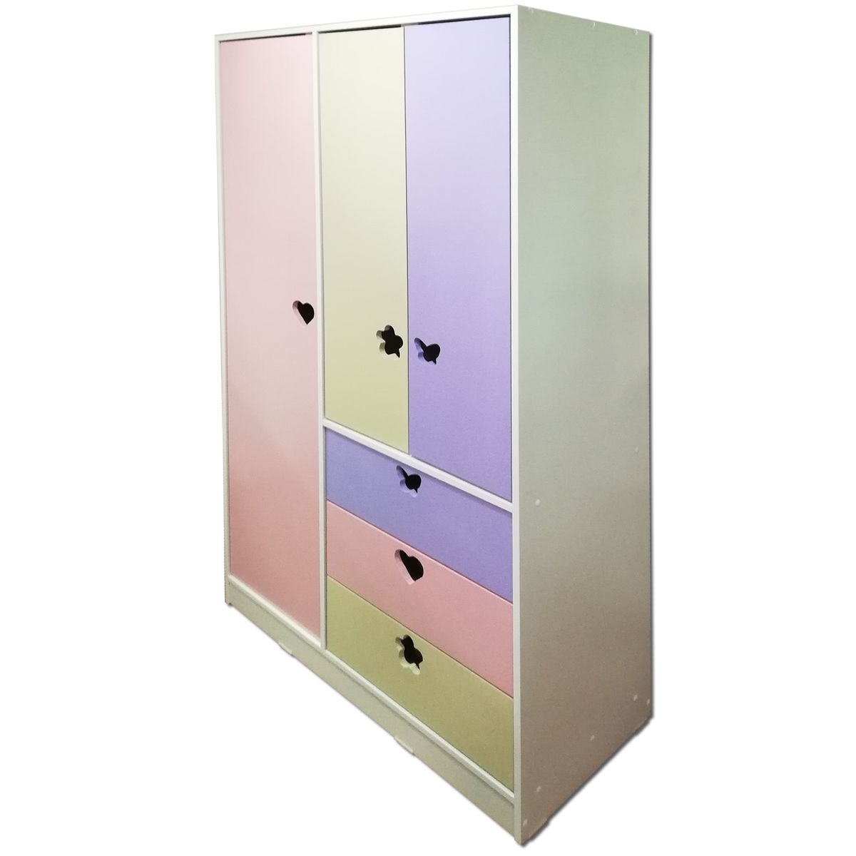 MUEBLES KIDS - closet 3 puertas , 3 cajones crema lila rosada
