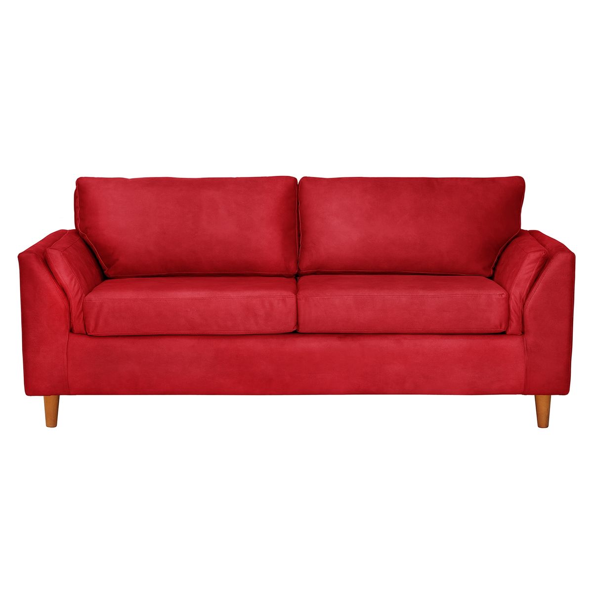 LATAM HOME - Sofá Milan 3 Cuerpos Cuero Kentucky Rojo Con Asiento de Resortes Pocket
