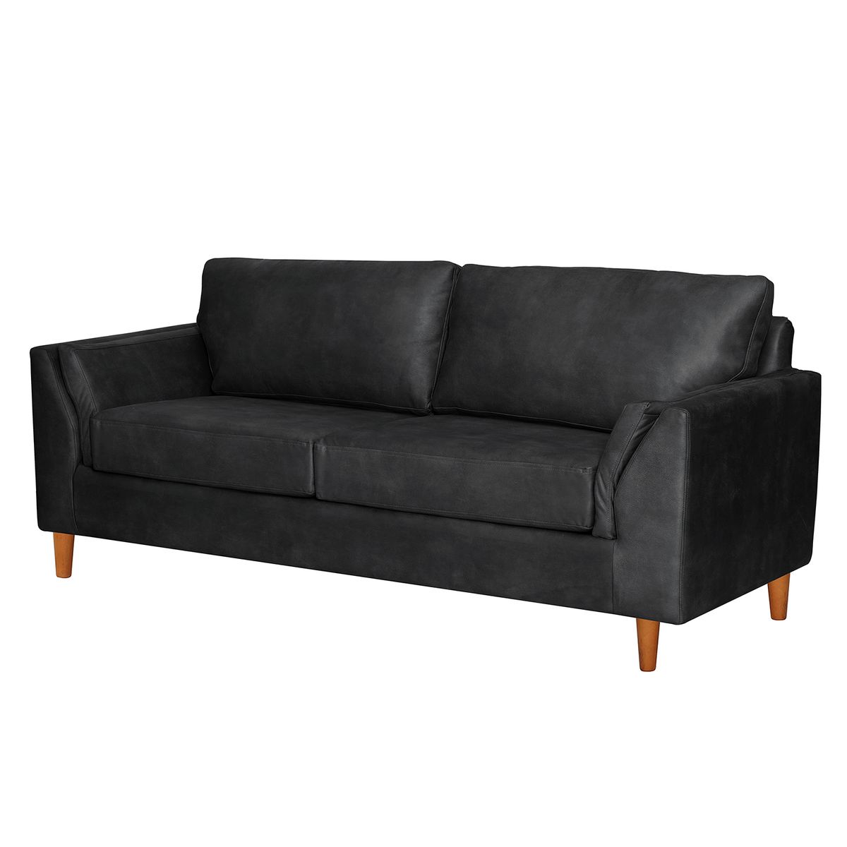 LATAM HOME - Sofá Milan 3 Cuerpos Cuero Kentucky Negro Con Asiento de Resortes Pocket