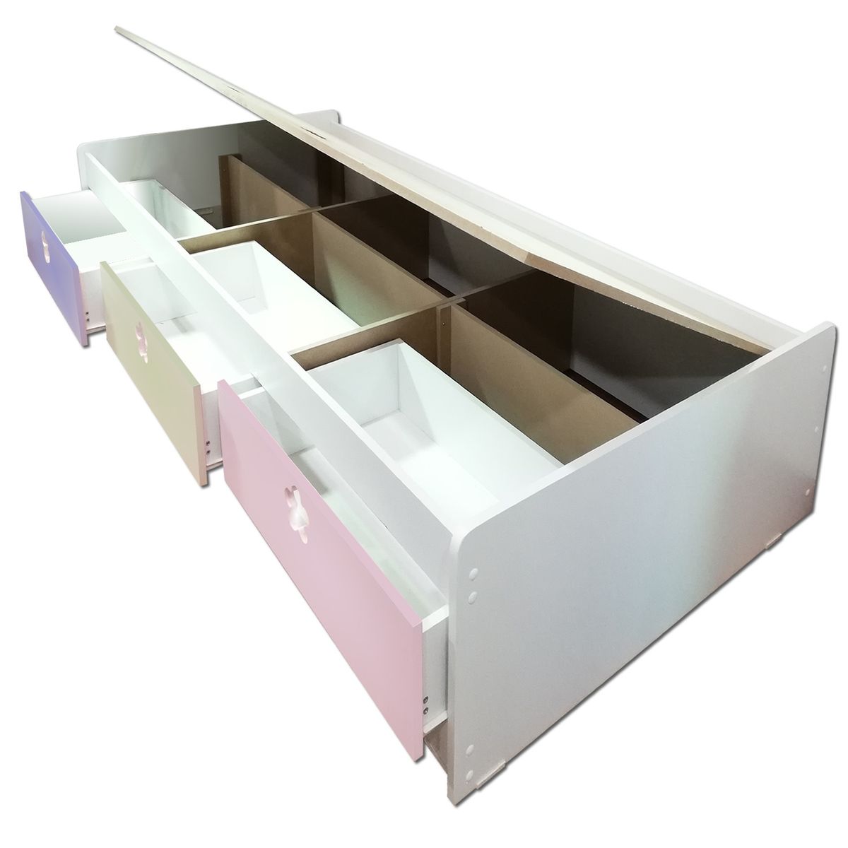 MUEBLES KIDS - cama de 3 cajones 1 plaza , CREMA , LILA