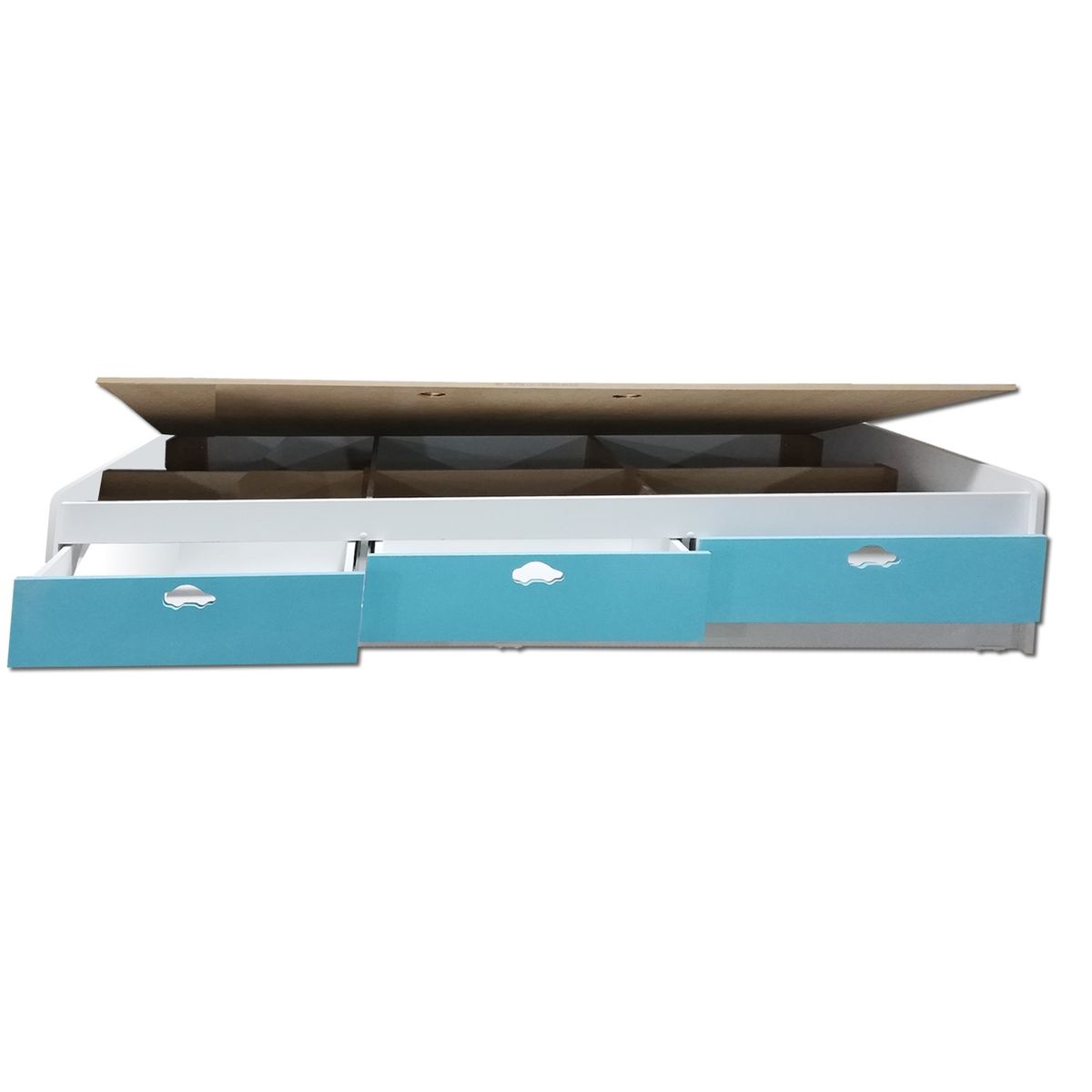 MUEBLES KIDS - cama de 3 cajones 1.5 plazas , CELESTE AUTO .