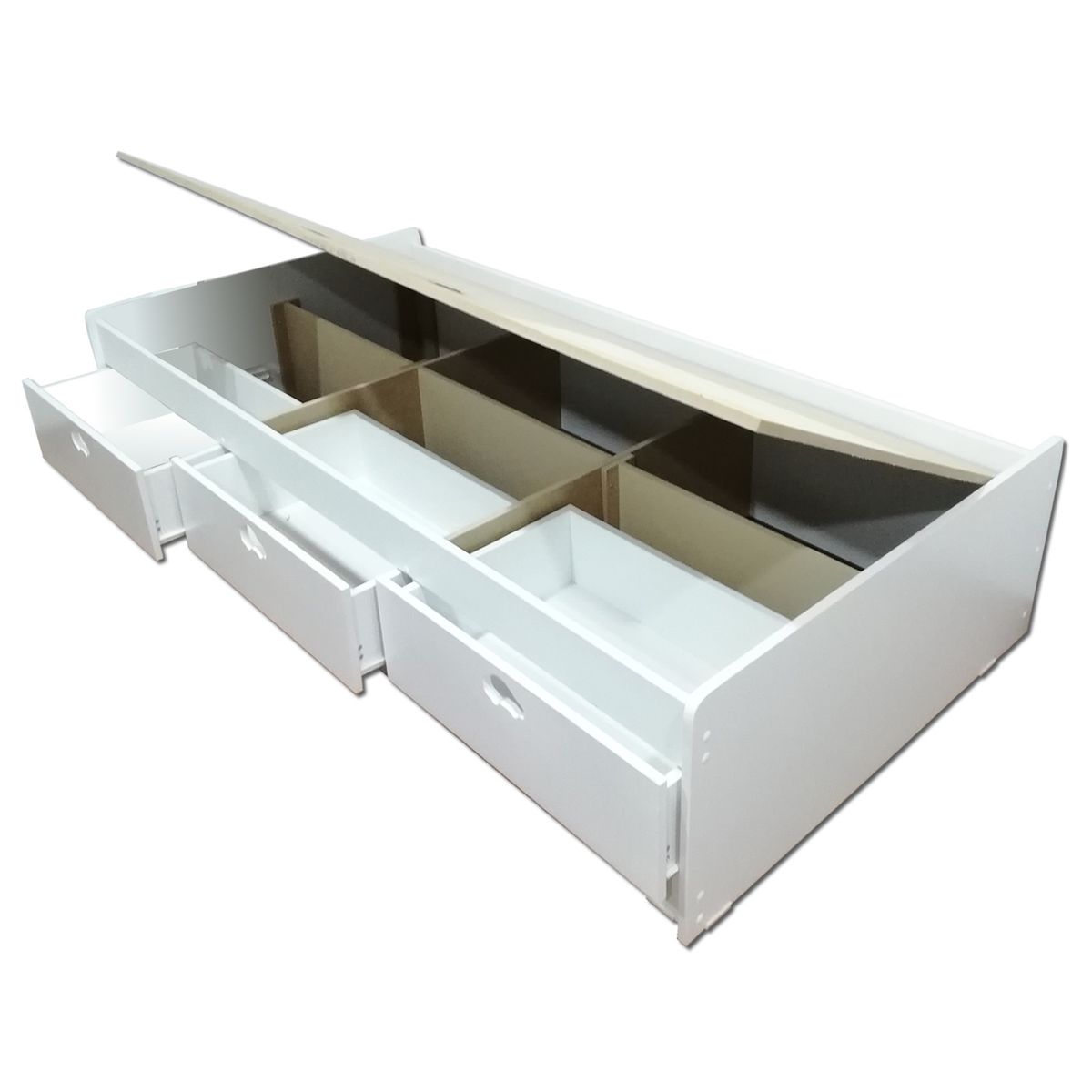 MUEBLES KIDS - cama de 3 cajones 1 plaza , BLANCA FLOR