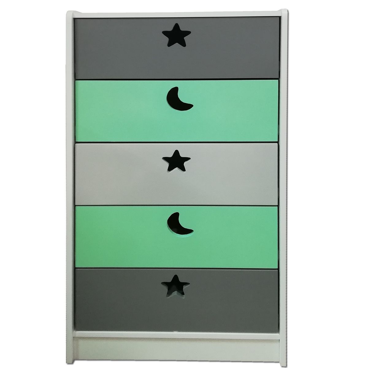 MUEBLES KIDS - Cajonera de 5 cajones verde gris