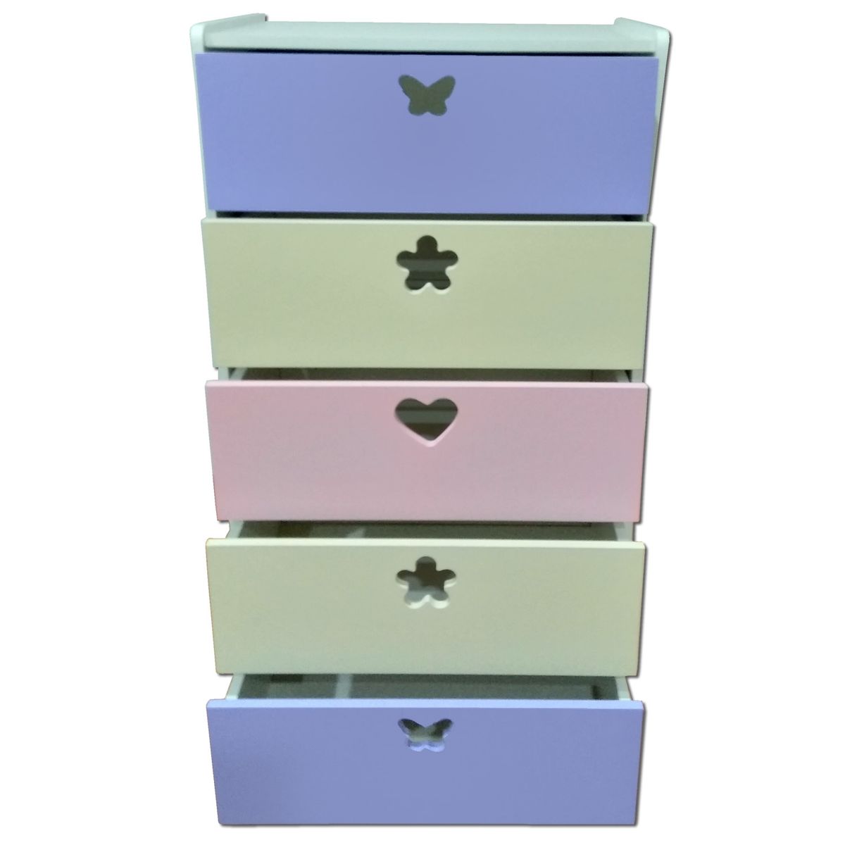 MUEBLES KIDS - Cajonera de 5 cajones crema lila rosada