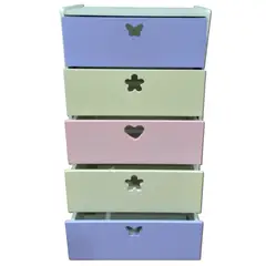 MUEBLES KIDS - Cajonera de 5 cajones crema lila rosada