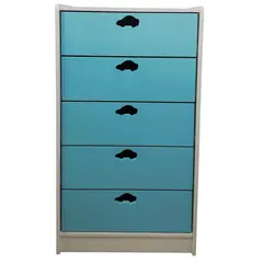 MUEBLES KIDS - Cajonera de 5 cajones celeste auto
