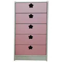 MUEBLES KIDS - Cajonera de 5 cajones rosada flor