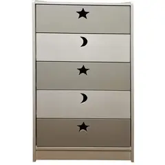 MUEBLES KIDS - Cajonera de 5 cajones blanca gris