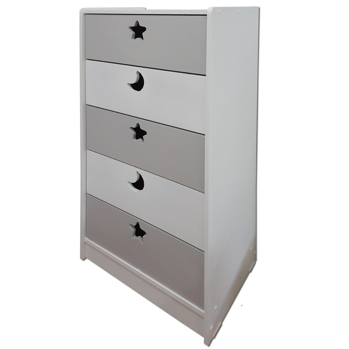 MUEBLES KIDS - cajonera de 5 cajones blanca gris