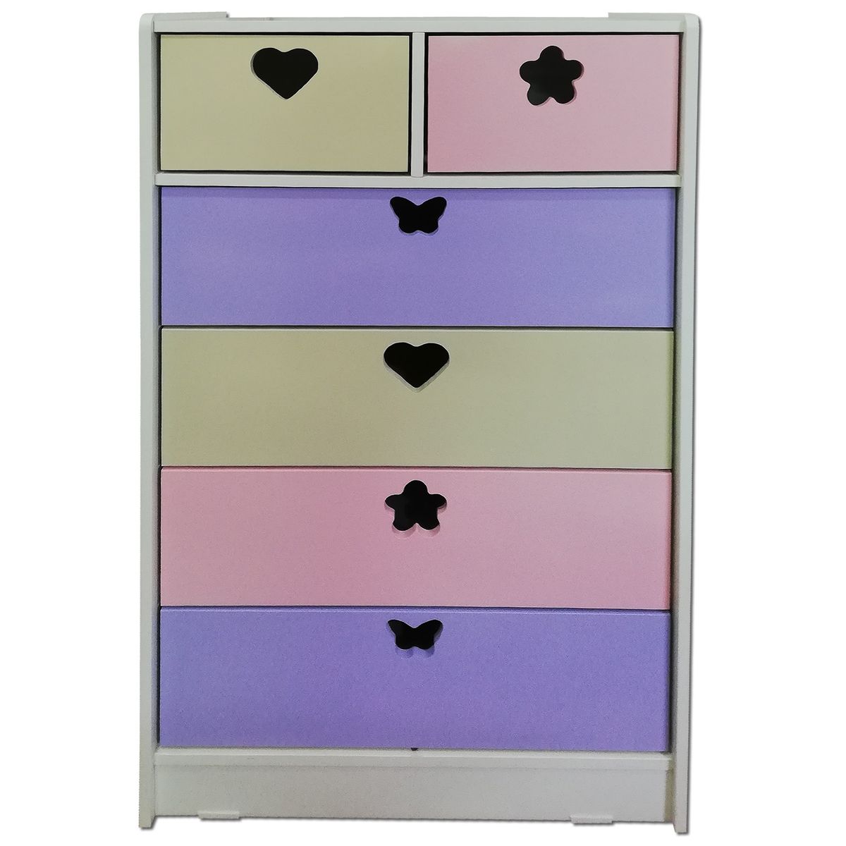 MUEBLES KIDS - cajonera de 6 cajones crema lila rosada