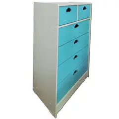 MUEBLES KIDS - Cajonera de 6 cajones celeste auto