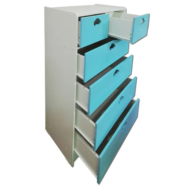 MUEBLES KIDS - cajonera de 6 cajones celeste auto