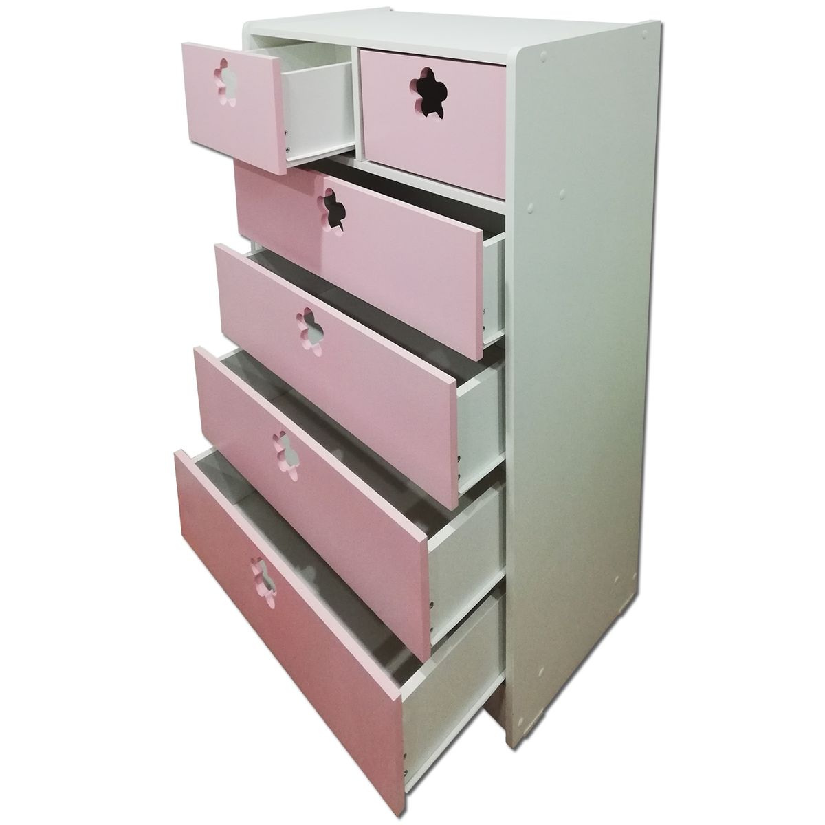 MUEBLES KIDS - Cajonera de 6 cajones rosada flor