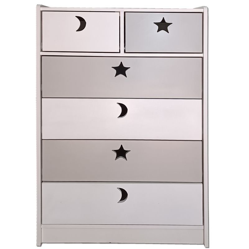 MUEBLES KIDS - Cajonera de 6 cajones blanca gris