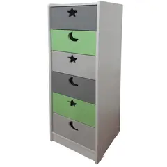 MUEBLES KIDS - Cajonera SLIM 6 cajones verde gris